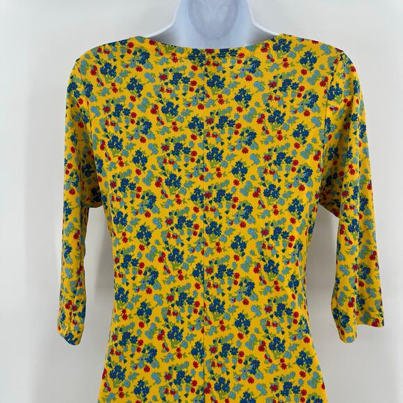 Mamy Blue Rio Y2K Babydoll Floral Dress Sz M Hippie Retro Boho Cottage Midi tie - Picture 9 of 13